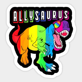 Dinosaur T Rex LGBT Gay Pride Flag Allysaurus Ally Men Boys Sticker